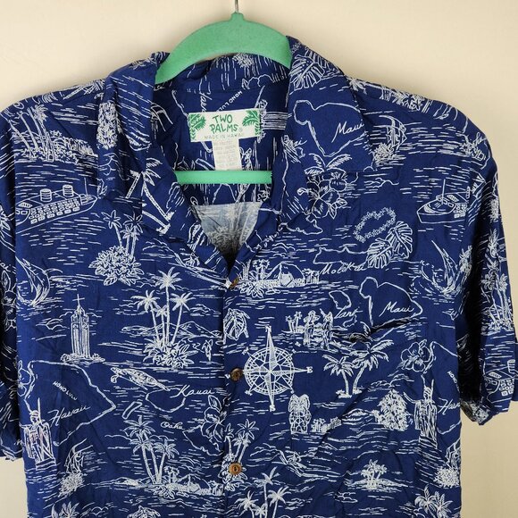 Two Palms Hawaiian Short Sleeve Button Up Shirt sz M - Picture 3 of 8